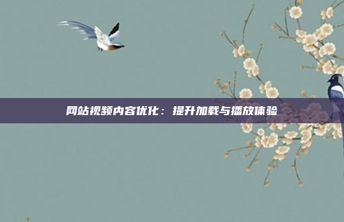网站视频内容优化：提升加载与播放体验