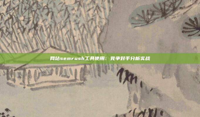 网站semrush工具使用：竞争对手分析实战