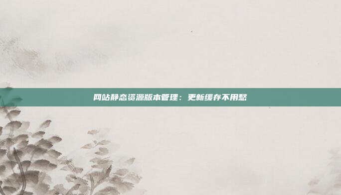 网站静态资源版本管理:更新缓存不用愁