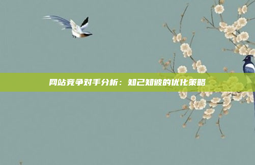 网站竞争对手分析：知己知彼的优化策略