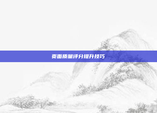 页面质量评分提升技巧