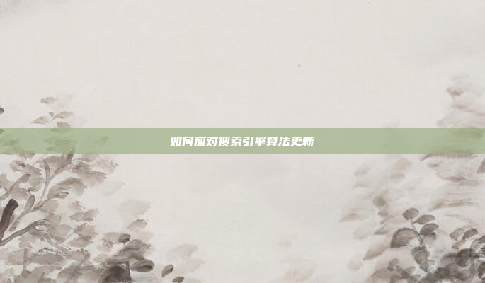 如何应对搜索引擎算法更新