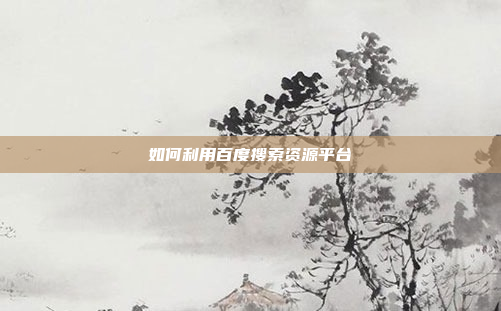 如何利用百度搜索资源平台