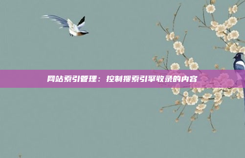 网站索引管理：控制搜索引擎收录的内容